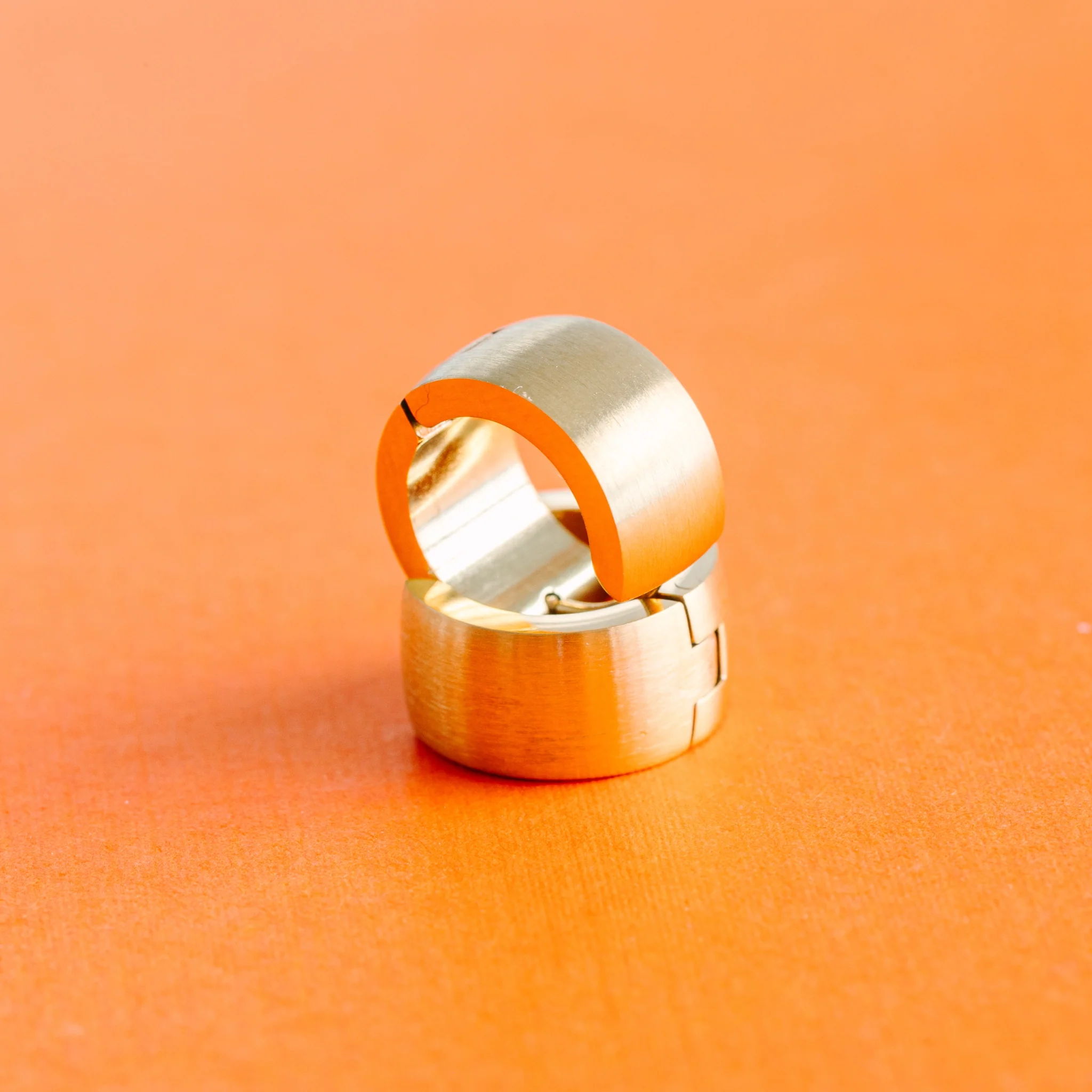 Chunky Brushed Gold Huggies - Image 2