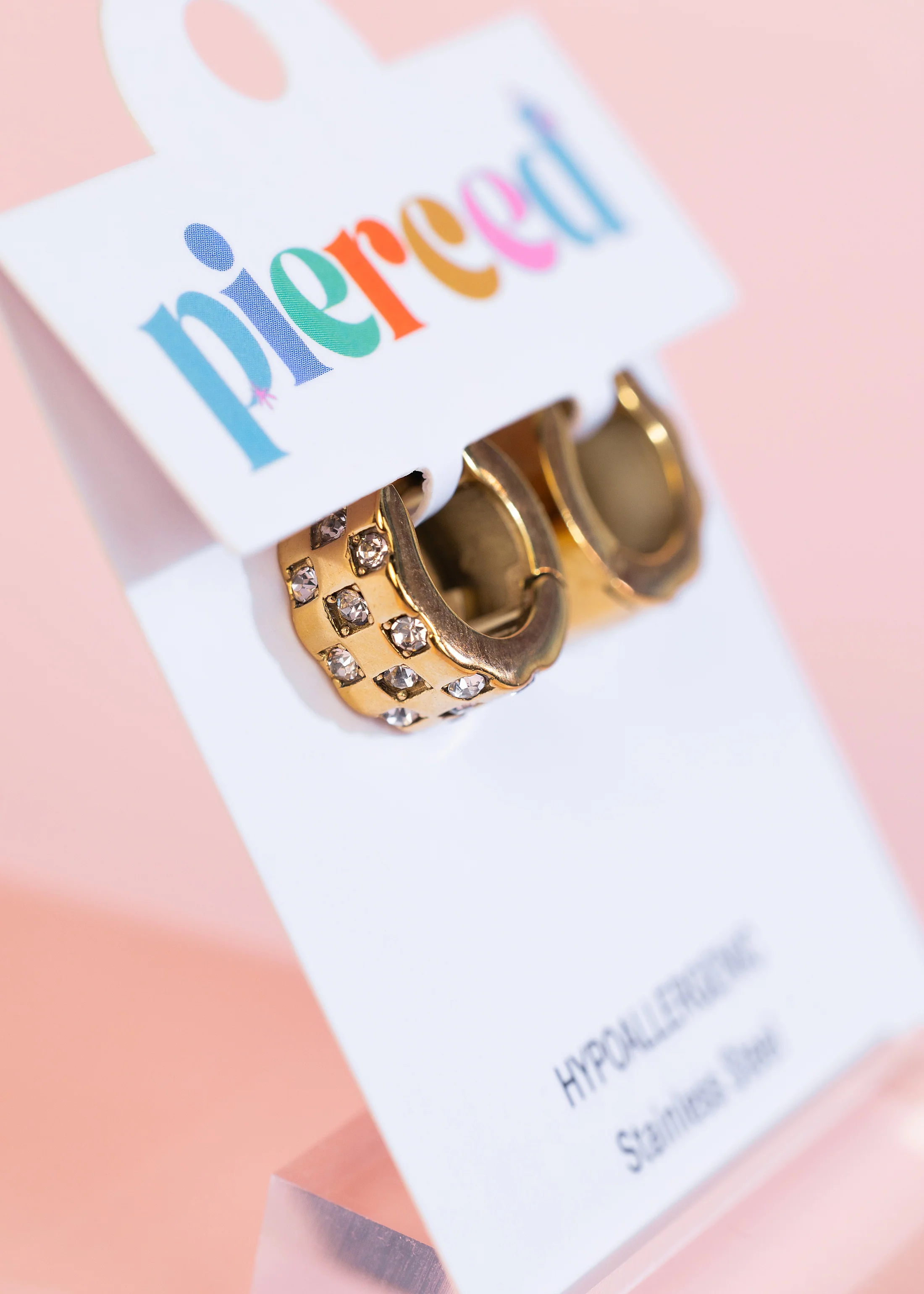 Chunky Diamond Checkered Huggies - Image 3