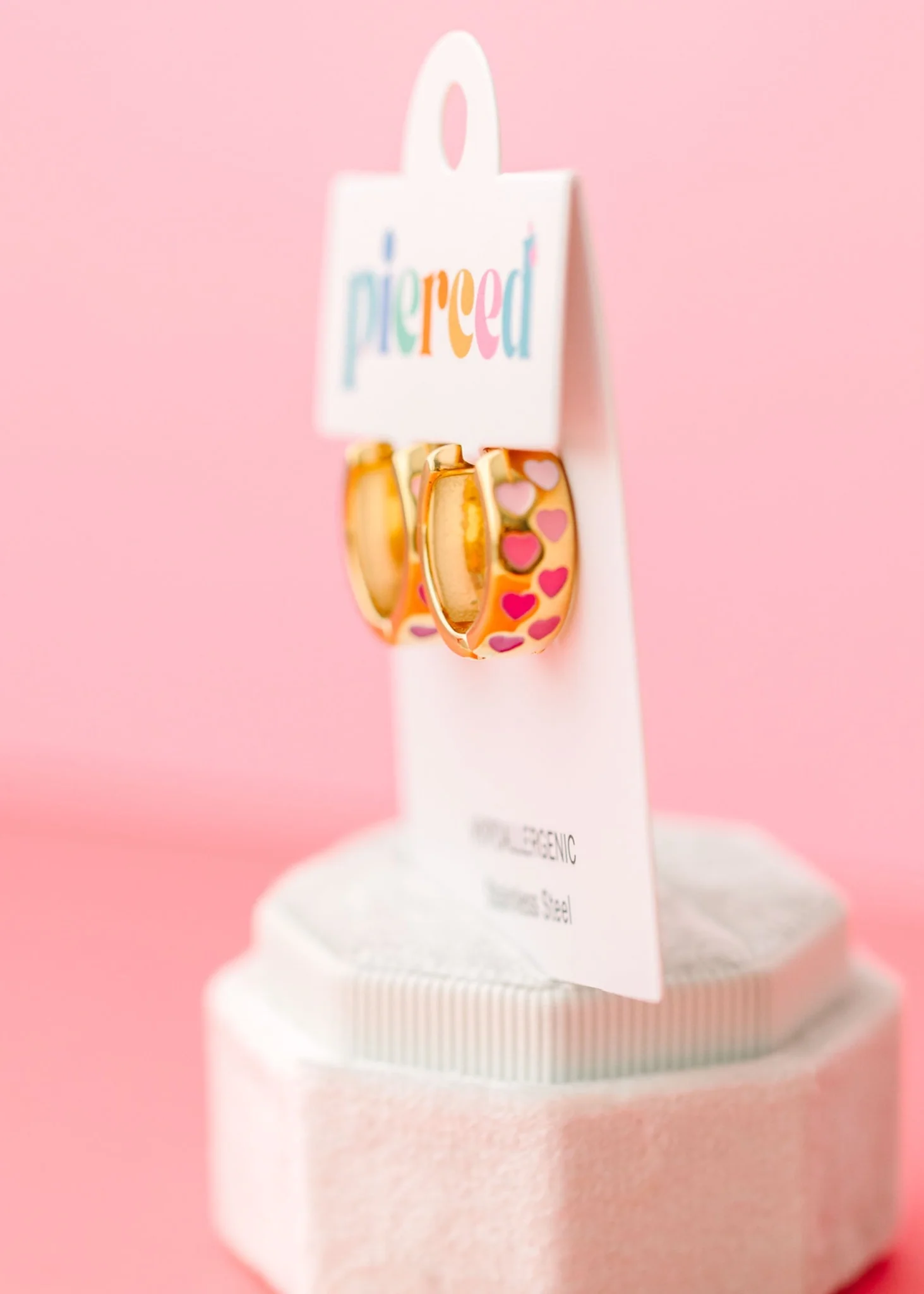Chunky Pink Heart Ombré Huggies - Image 2
