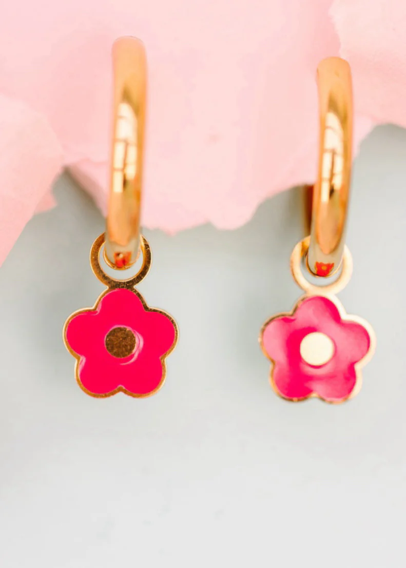 Hot Pink Flower Charms
