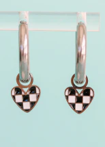Silver Checkered Heart Charms - Image 2