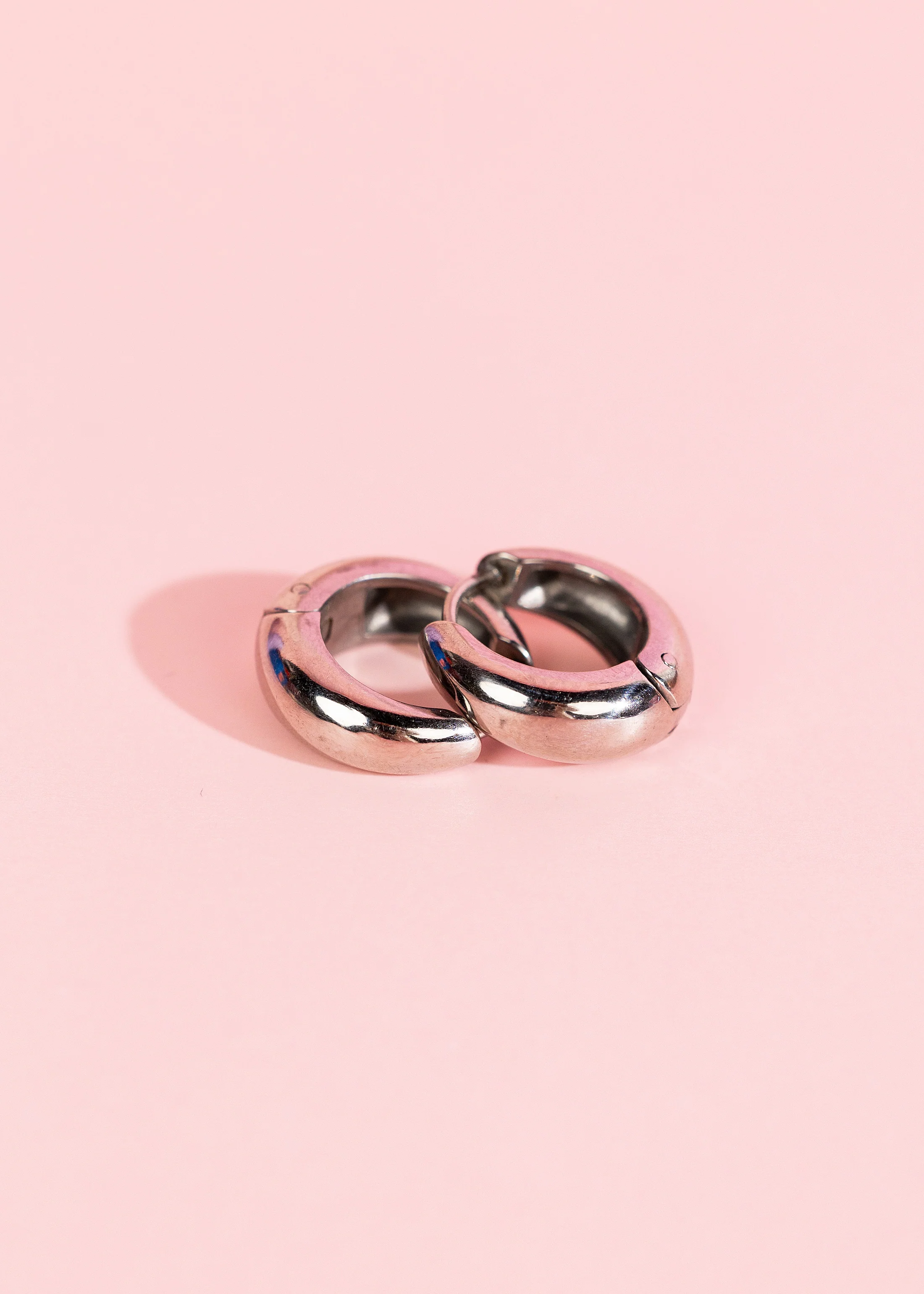 Silver Large Teardrop Huggies