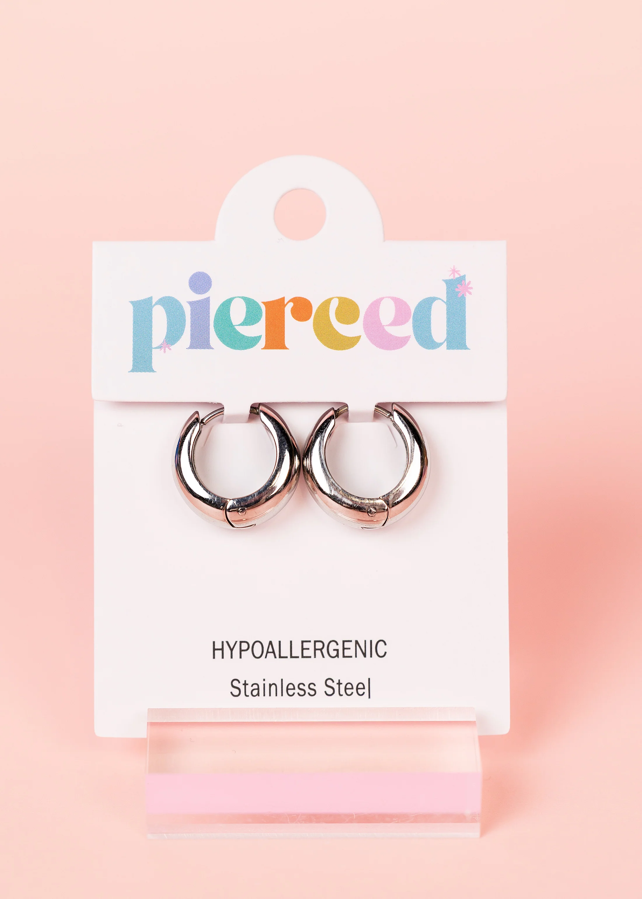 Silver Large Teardrop Huggies - Image 2