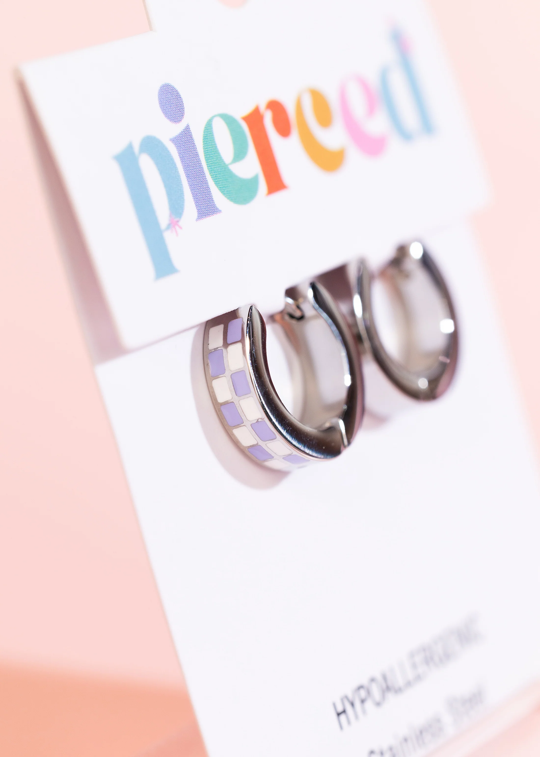 Silver Periwinkle Checkered Huggies - Image 3